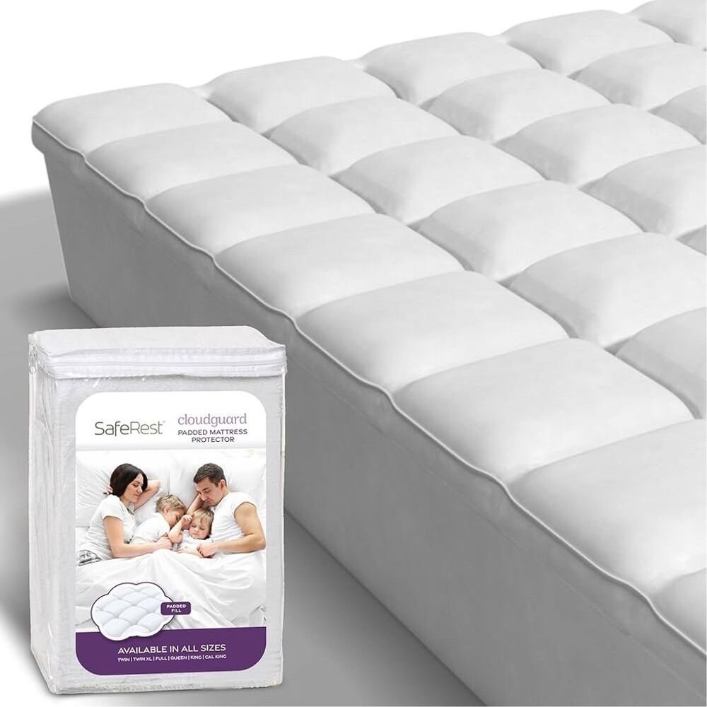 SafeRest Double Mattress Protector White Waterproof Hypoallergenic